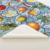 サマー地中海のフルーツ&ブルーホワイトモザイク シェルパブランケット (3/4)