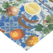 サマー地中海のフルーツ&ブルーホワイトモザイク ショートテーブルランナー (コーナー)