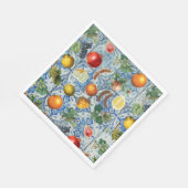 サマー地中海のフルーツ&ブルーホワイトモザイク スタンダードランチョンナプキン (角)