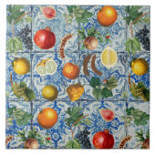 サマー地中海のフルーツ&ブルーホワイトモザイク タイル (正面)