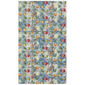 サマー地中海のフルーツ&ブルーホワイトモザイク テーブルクロス (正面)