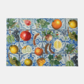 サマー地中海のフルーツ&ブルーホワイトモザイク ドアマット (正面)