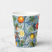 サマー地中海のフルーツ&ブルーホワイトモザイク 紙コップ (左)