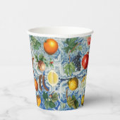 サマー地中海のフルーツ&ブルーホワイトモザイク 紙コップ (右)