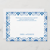 サマー地中海のモダンブルー「ありがとう」カード セーブザデート (裏面)