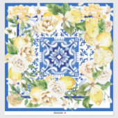 サマー地中海のレモンと花プリント シール (シート)