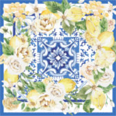 サマー地中海のレモンと花プリント シール (正面)