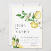 サマー地中海のレモンの明るい黄色結婚の黄色 招待状 (正面)