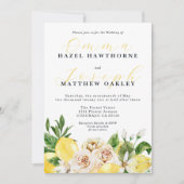 サマー地中海のレモンの明るい黄色結婚の黄色 招待状 (正面)