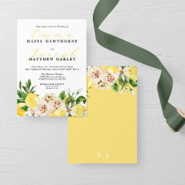 サマー地中海のレモンの明るい黄色結婚の黄色 招待状