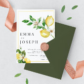 サマー地中海のレモンの明るい黄色結婚の黄色 招待状