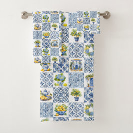 サマー地中海のレモン模様 バスタオルセット