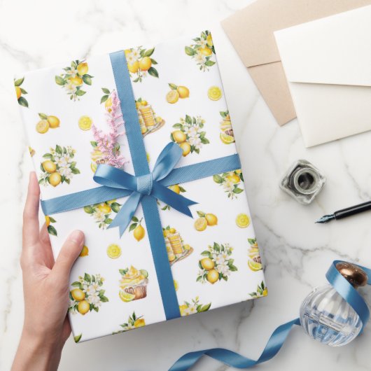 サマー地中海のレモン模様 ラッピングペーパー (ギフト)