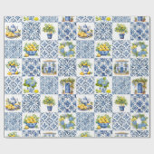 サマー地中海のレモン模様 ラッピングペーパー (フラット)