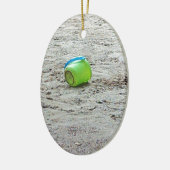 サマー失ったビーチの砂にグリーンバケット セラミックオーナメント (左)