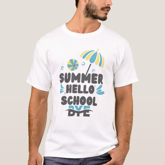 サマー始まり・スクール終わりのTシャツデザイン Tシャツ (正面)