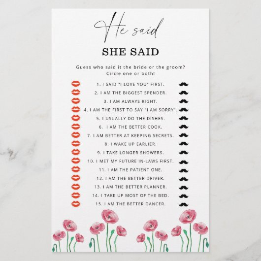 サマー彼は彼女はブライダルシャワーゲームを言った (正面)