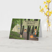 サマー恋しく思キャンプ・ウッズの娘 カード (黄色い花)