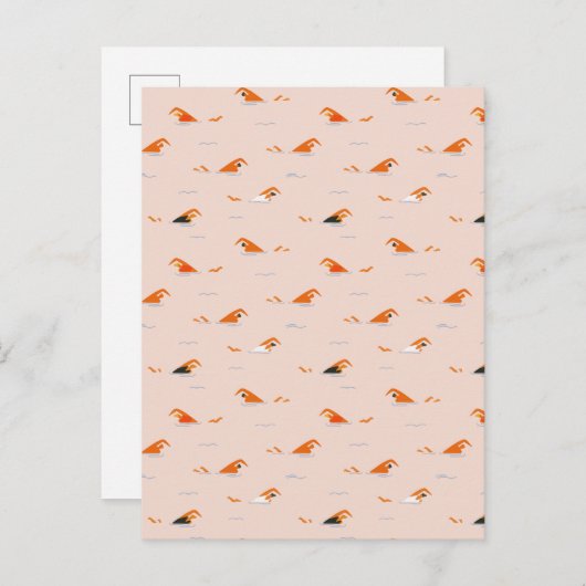 サマー抽象芸術スイミングレーンズプール 案内ポストカード (正面/裏面)