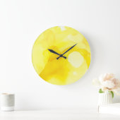 サマー抽象芸術モダンイエローアンドホワイトデザイン ラージ壁時計 (ホーム)