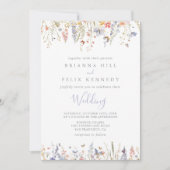 サマー数々のカラーのワイルドフラワーフロント&バック結婚ズ 招待状 (正面)