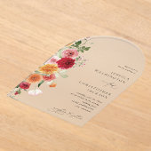 サマー数々のカラーフローラアーク アクリル招待状 (レイダウン)