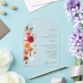 サマー数々のカラーフローラアーク アクリル招待状 (インサイチュ (ウェディング))