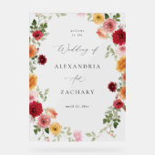 サマー数々のカラーフローラ結婚の歓迎 アクリルサイン (正面)