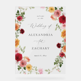 サマー数々のカラーフローラ結婚の歓迎 アクリルサイン