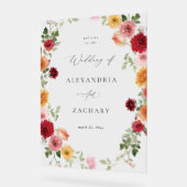 サマー数々のカラーフローラ結婚の歓迎 アクリルサイン (傾斜)