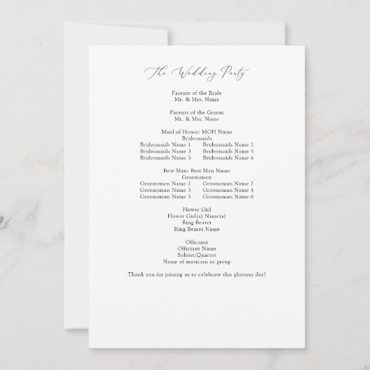 サマー数々のカラーフローラ結婚式 プログラム2 招待状 (裏面)