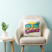 サマー文字カラフル – サマーサングラスデザイン クッション (椅子)