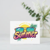 サマー文字カラフル – サマーサングラスデザイン ポストカード (スタンド正面)