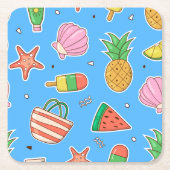 サマー日ビーチ紙コースター スクエアペーパーコースター (正面)