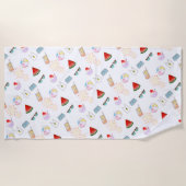 サマー日本のビベスビーチかき氷花火 ビーチタオル (正面)