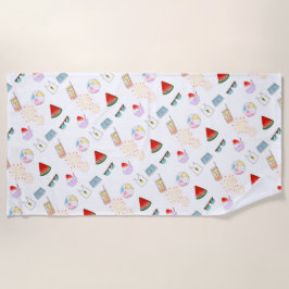 サマー日本のビベスビーチかき氷花火 ビーチタオル