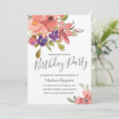 サマー春の花モダンバースデーパーティー招待状 招待状 (スタンド正面)