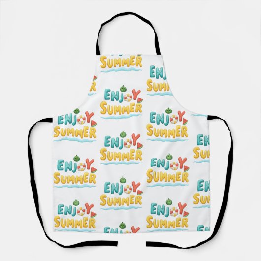 サマー楽しむ文字イラストレーション エプロン (正面)