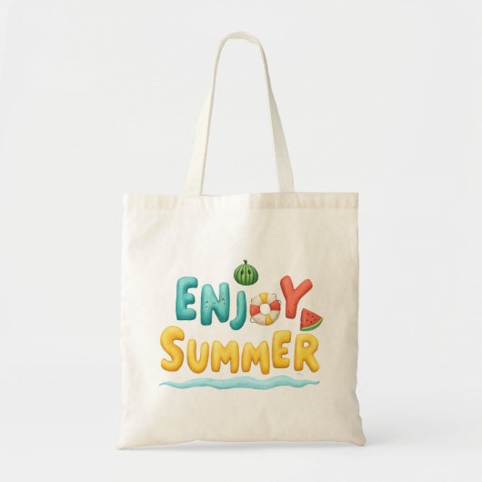 サマー楽しむ文字イラストレーション トートバッグ (正面)