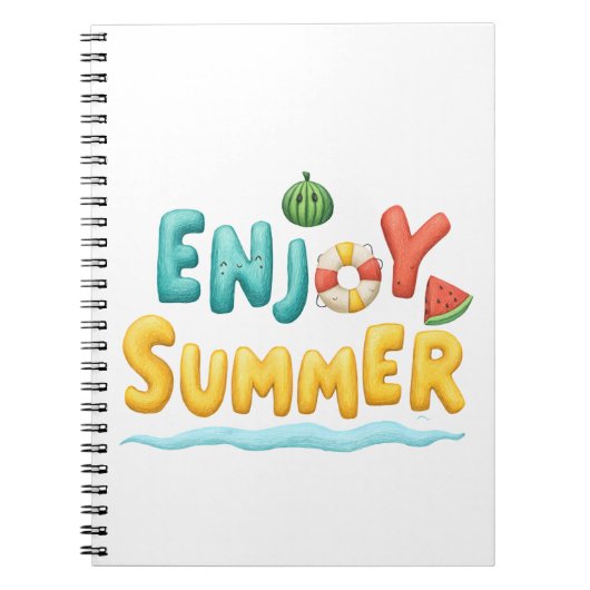サマー楽しむ文字イラストレーション ノートブック (正面)