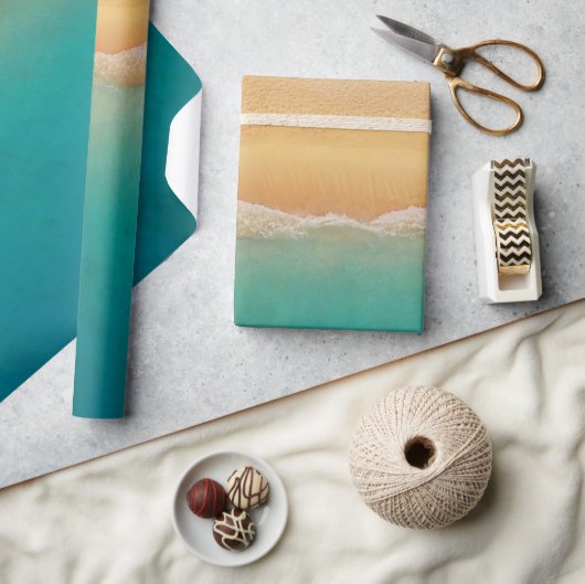 サマー海シーサンディトロピカルビーチ ラッピングペーパー (クラフト)