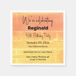 サマー素朴カジュアルイエローピーチバースデーパーティー スタンダードカクテルナプキン