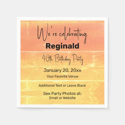 サマー素朴カジュアルイエローピーチバースデーパーティー スタンダードカクテルナプキン (正面)