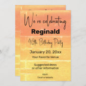 サマー素朴カジュアルイエローピーチバースデーパーティー 招待状 (正面/裏面)