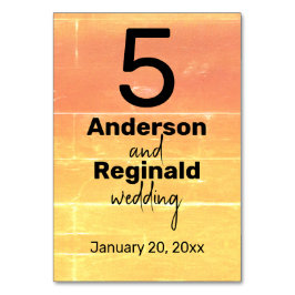 サマー素朴カジュアルイエローピーチ結婚ズ テーブルナンバー