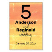 サマー素朴カジュアルイエローピーチ結婚ズ テーブルナンバー (裏面)