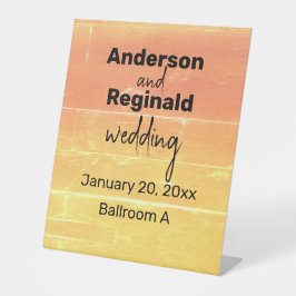 サマー素朴カジュアルイエローピーチ結婚ズ 台座サイン