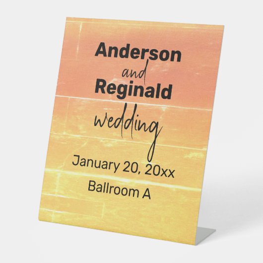 サマー素朴カジュアルイエローピーチ結婚ズ 台座サイン (正面)