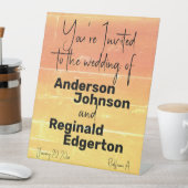 サマー素朴カジュアルイエローピーチ結婚ズ 台座サイン (インサイチュ)