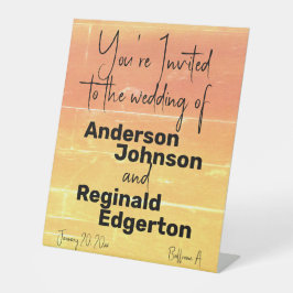 サマー素朴カジュアルイエローピーチ結婚ズ 台座サイン